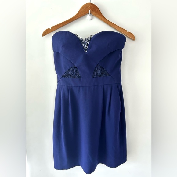THE KOOPLES Strapless Dress in Deep Blue - Picture 2 of 9